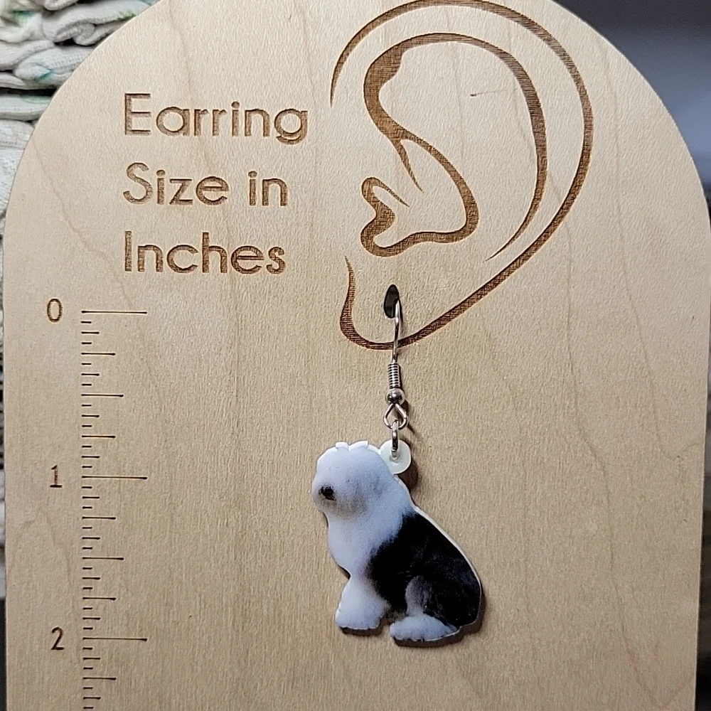 Old English Sheepdog Drop Earrings